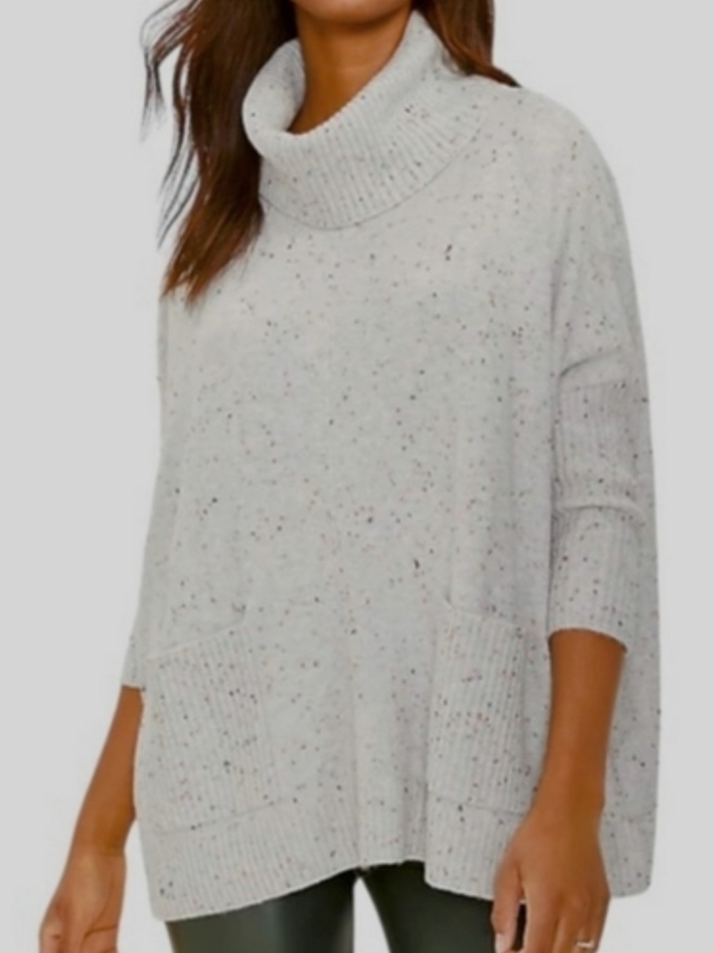LOFT flecked pocket poncho sweater